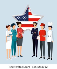 professional employers with star and usa flag