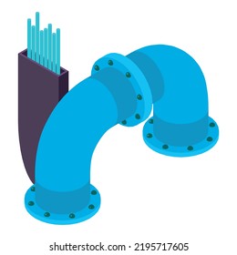 Professional Equipment Icon Isometric Vector. Welding Rods, Part Of Curved Pipe. Industrial Equipment, Repair And Construction Work