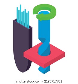 Professional Equipment Icon Isometric Vector. Welding Rods And Drilling Process. Industrial Equipment, Repair And Construction Work