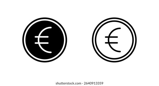 Professional euro currency glyph icons with EUR symbols perfect for international finance and payment applications