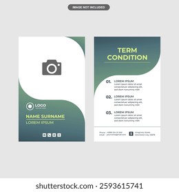 Professional Event ID Card in Green Color. Unique Layout, Editable, EPS File