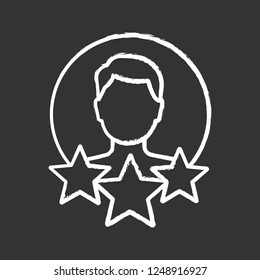 Professional experience chalk icon. Profile rating. User reviews and feedback. Work history. Customer experience. Profile evaluation. Isolated vector chalkboard illustration