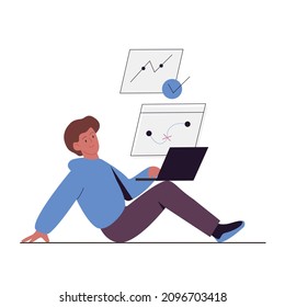 Professional expert analyzing right business solution. Development growing strategy actions cartoon vector illustration
