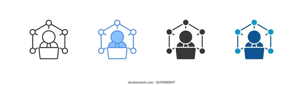 Coleção de conjuntos de ícones de estilo múltiplo de especialização profissional