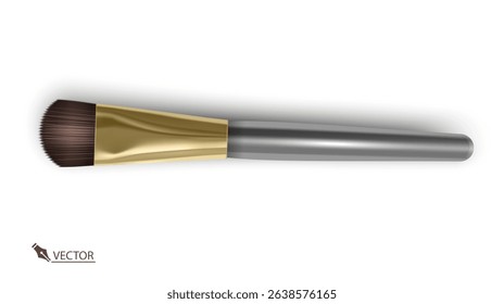 Professional Eyeshadow Makeup Brush with Gold Ferrule on White Background