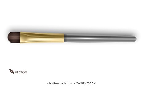 Professional Eyeshadow Makeup Brush with Gold Ferrule on White Background
