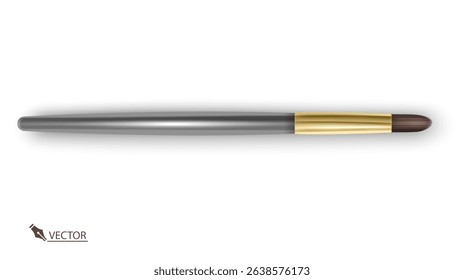 Professional Eyeshadow Makeup Brush with Gold Ferrule on White Background