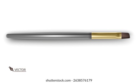 Professional Eyeshadow Makeup Brush with Gold Ferrule on White Background