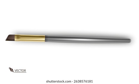 Professional Eyeshadow Makeup Brush with Gold Ferrule on White Background