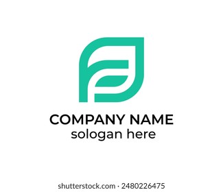 Professional F leaf link logo design template