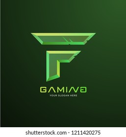 professional F letter monogram gaming logo