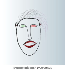 professional face abstract hand drawing illustration