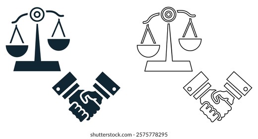 professional fair use icon vector. Features symbols like balance scales, legal documents, copyright symbols, and permissions