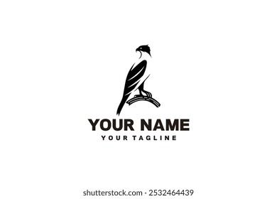 Professional Falcon Logo Design Featuring Majestic Hawk Silhouette Perched on Branch for Security, Corporate Leadership, Wildlife Conservation, and Premium Branding Identity