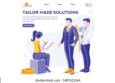 Professional Fashion Worker, Clip for Creative. Create Collection, Apparel Male Textile. Tailor Element, Profession, Industry Craft Business Garment. Cartoon Flat Vector Illustration Isometric Banner