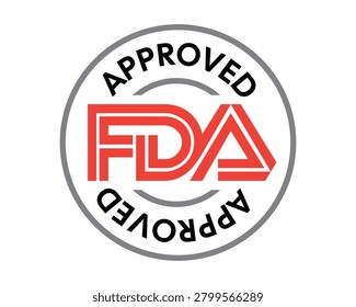 Professional FDA Approved circular badge featuring a bold certification seal design with regulatory compliance branding and official approval elements. Perfect for pharmaceutical packaging, medical devices, healthcare products, food manufacturing labels, quality assurance materials, compliance documentation, and certification graphics.