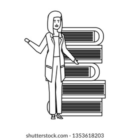 professional female doctor with text books