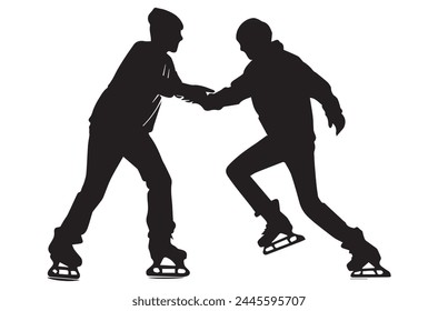 Professional female ice skater silhouette Vector white background