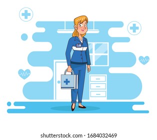 professional female paramedic avatar character vector illustration design