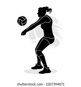 Professional female volleyball player. Silhouette illustration vector