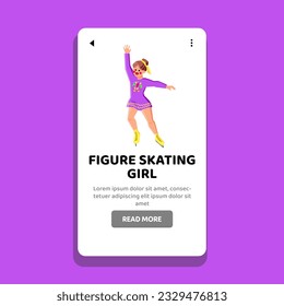 professional figure skating girl vector. winter blue, training young, black competition professional figure skating girl web flat cartoon illustration