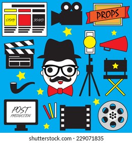 Professional Film Production icon set illustration set