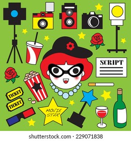 Professional Film Production icon set illustration set