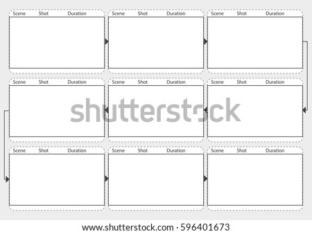 Professional film storyboard vector mockup. Movie story board layout template with shot and scene ストックフォト © 