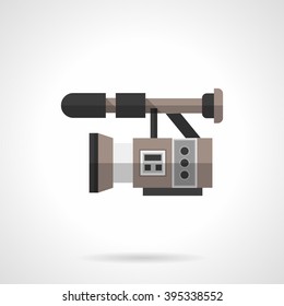 Professional filming equipment. Video camera. Cinematography industry. Flat color style single vector icon. Element for web design and mobile.