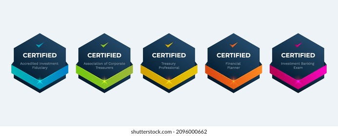 Professional Finance Certification Badge Design Template. Certified Company Examination Logo by Criteria. - Shutterstock ID 2096000662