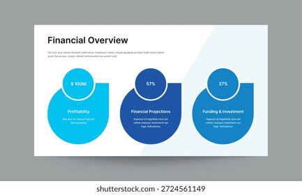 Visão geral financeira profissional modelo de apresentação de slide para obter um resumo abrangente do desempenho dos negócios. Ideal para exibir métricas financeiras importantes, análise de receita, margens de lucro, relatórios de despesas e demonstrativos financeiros anuais em reuniões corporativas e planos de apresentação para investidores.