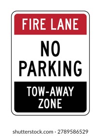 Professional fire lane no parking sign featuring a tow-away zone warning and emergency vehicle access restriction message. Ideal for commercial properties, apartment complexes, schools, hospitals, warehouses, retail centers, parking facilities, and fire safety compliance programs requiring clear and highly visible parking enforcement signage.