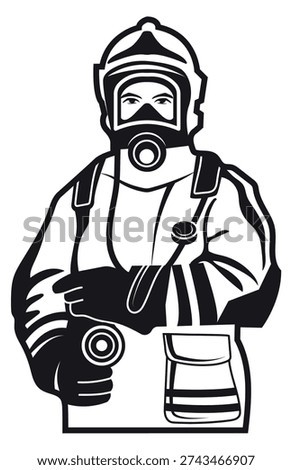 Professional firefighter emblem. Fireman uniform black logo