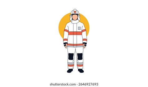 Professional firefighter in full protective gear ready for duty representing courage and resilience