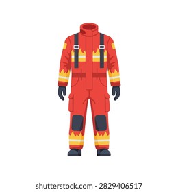 Professional Firefighter Protective Suit and Rescue Uniform Vector Illustration Isolated on White