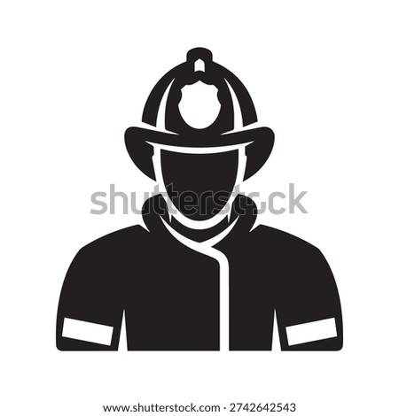 Professional Firefighter Silhouette Icon Rescue Worker with Helmet Vector Illustration