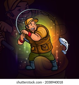 The professional fisherman esport mascot design of illustration