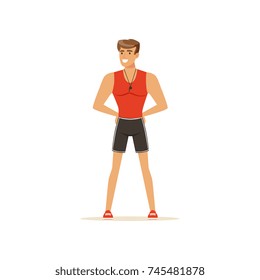 Professional fitness coach or instructor vector Illustration