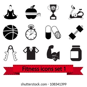 Professional fitness icons for your website. Vector illustration.
