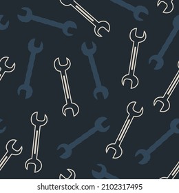 Professional Fixing with Open End Wrench Tools Vector Graphic Seamless Pattern can be use for background and apparel design
