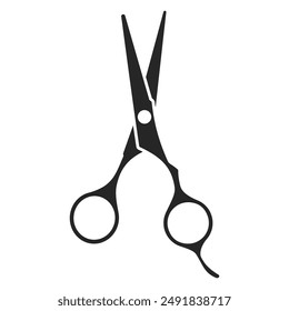 Professional flat black hair scissor vector shape element isolated on a white background. Crossed scissors sign for barbershop, hairdresser, or beauty concept