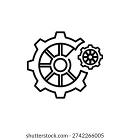 Professional flat black outline business divestment icon on white background, perfect for finance, corporate reports, and business strategy visuals.