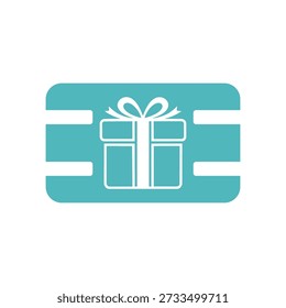 Uma ilustração de design plano profissional de uma caixa de presente centrada em um bilhete digital ou fundo de tira de filme, adequada para uso como um logotipo de programa de fidelidade, banner de recompensas ou ícone de aplicativo promocional