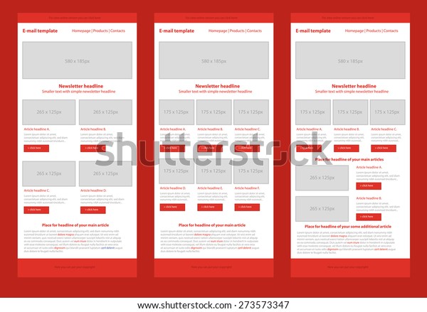 Professional Flat Style Newsletter Red Template Stock Vector (Royalty ...