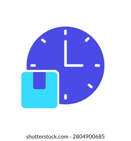 Professional flat style vector illustration of a eta clock icon, ideal for logistics, supply chain, delivery tracking, and shipping interface designs.