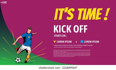 Diseño de banner de partidos de fútbol en formato vector.para emisoras de radio, televisión u otras emisoras