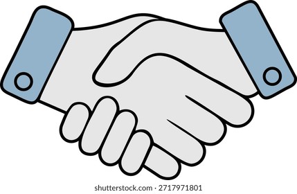 Professionelles flaches Vektorsymbol eines Business-Handshakes. Perfekt für die Darstellung von Partnerschaften, erfolgreichen Vereinbarungen, Teamarbeit, Zusammenarbeit und Vertrauen in Unternehmenspräsentationen, Websites und Marketingmaterialien.