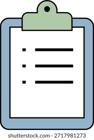 Professionelles flaches Vektorsymbol einer Zwischenablage mit einer Checkliste. Entwickelt zur Darstellung von Aufgabenverwaltung, Aufgabenlisten, Umfrageformularen, Projektüberwachung und organisatorischer Produktivität. Ideal für Büro-Apps, Business-Management-Tools und pädagogisches Planungsmaterial.