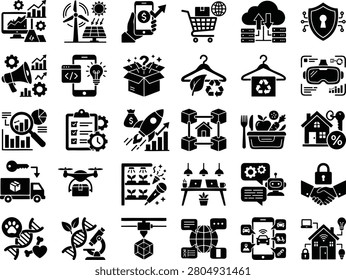 Professional flat vector icon collection featuring supply chain management, logistics, warehouse operations, inventory control, manufacturing, transportation, smart farming, sustainability, cloud technology, cybersecurity, blockchain, e-commerce, and business process symbols. Ideal for logistics platforms, warehouse management systems, supply chain presentations, mobile apps, websites, dashboards, infographics, and editorial projects. #SupplyChain #Logistics #Warehouse #InventoryManagement #Manufacturing #Transportation #Shipping #Delivery #Procurement #Distribution #SmartFactory #Automation #Blockchain #CloudTechnology #CyberSecurity #Sustainability #SmartFarming #Ecommerce #BusinessIcons #FlatVector #GlyphIcons #VectorIllustration #EditableVector #UIIcons #LogisticsTechnology
