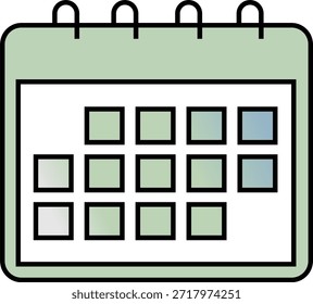 Icono de Vector plano de Profesional de un calendario de escritorio. Ideal para representar la programación de citas, planificación de eventos, recordatorios de fechas, fechas límite de proyectos y herramientas de gestión de tiempo para uso personal o de oficina.